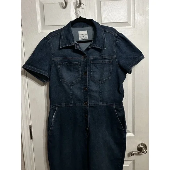 Celebrity Pink XXL Romper Jumper Denim Blue Jeans Dark Wash Western Button Up - Picture 5 of 14